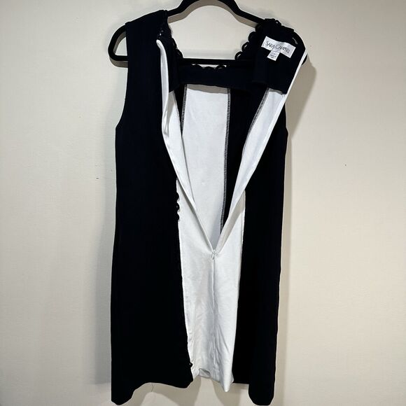 Sara Campbell Black And White Dress with Rick Rack Like Design - L | Office Work - Picture 4 of 6